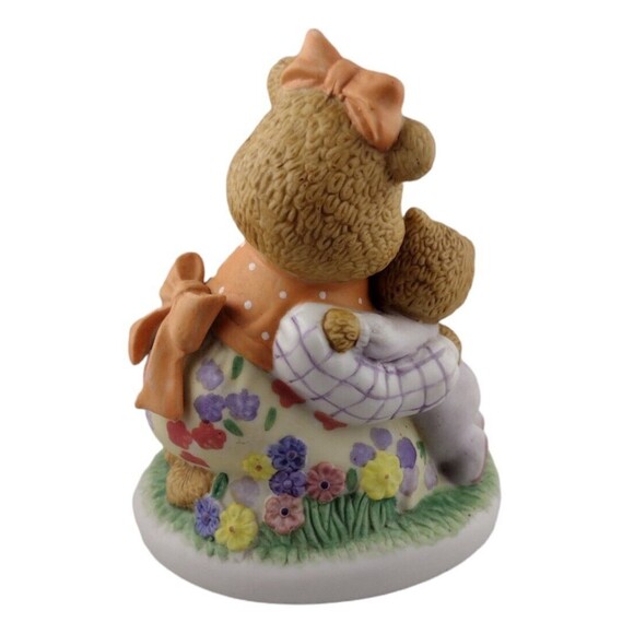 Vintage Hallmark 4.5" Porcelain Figurine Floral Mother Bear Hugging Cub Child - Picture 4 of 8
